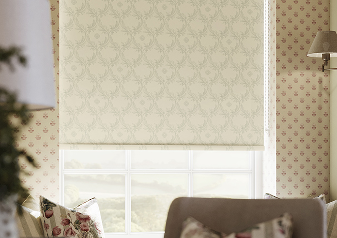 Trellis Prints, Vine and Bloom Romsey Bud Green - Roller Blind - Image 5